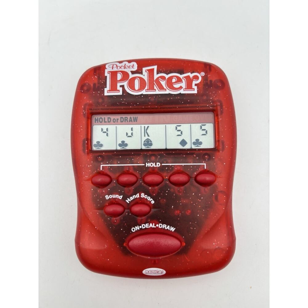 Radica Pocket Poker Electronic Handheld Travel Game Tested, Works VG Condition